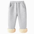 thumbnail image 1 of 6-7T Kids Fall Winter Thick Sherpa Lined Sweatpants Elastic Waist Cuffed Fleece Lined Loose Casual Pants with Side Pockets for Boys Girls 3-14 Years School Indoor Daily Wear,Grey, 1 of 9