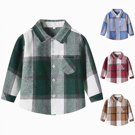 6-7T Little Kids Boys Long Sleeve Plaid Dress Shirts 3 6 9 12 18 24 Months 2T 3T 4T 5T 6T 7T 8T Kids and Toddlers Casual Button Up Collared Shirt Blouses