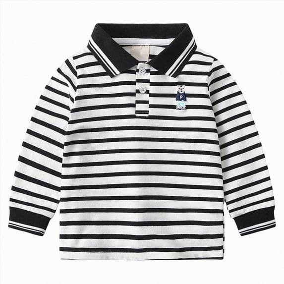 6-7T Little Kids Boys Long Sleeve Tops Shirts Classic Striped Contrast Button Fall Winter Clothes Loose Fit 2T 3T 4T 5T 6T 7T Children