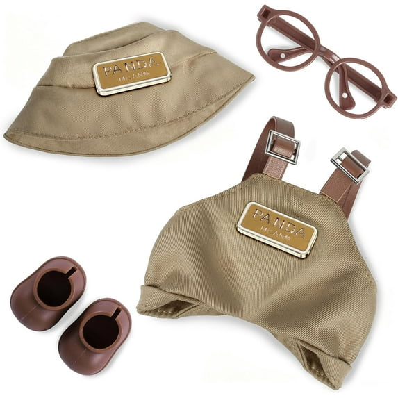 6.7in/17cm Doll Clothes Set, 4 PCS Fashion Outfit Includes Hat, Bib Pants, Glasses, Shoes, Cute Collectible Doll Accessories Unique Style