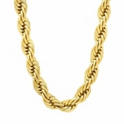 6.7mm 14k Yellow Gold Plated Twisted Rope Chain Necklace, 36 inches