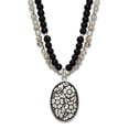 thumbnail image 1 of 6.7mm 925 Sterling Silver Oxidized Agate Labradorite Quartz Flower 2inch Extension Necklace 17 Inch Pendant Necklace for, 1 of 2