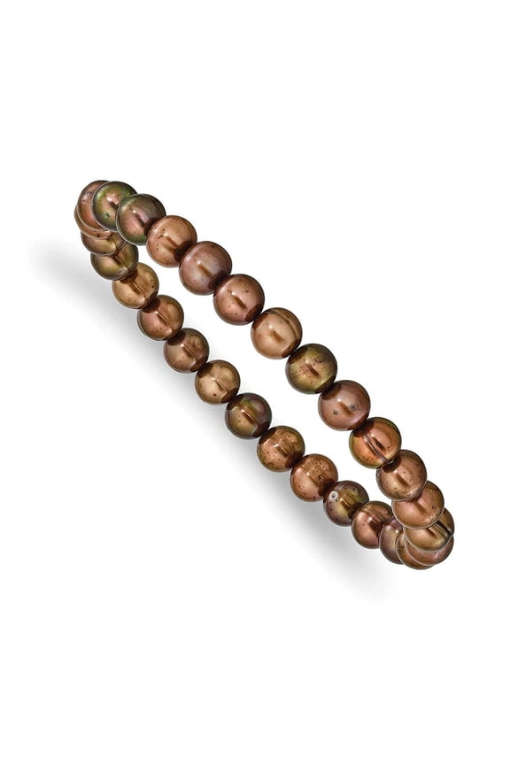 6-7mm Brown Semi-round Freshwater Cultured Pearl Stretch Bracelet