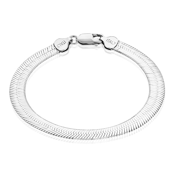 6.7mm Oxidized .925 Sterling Silver Silver Flat Link Bracelet, 8.5 inches