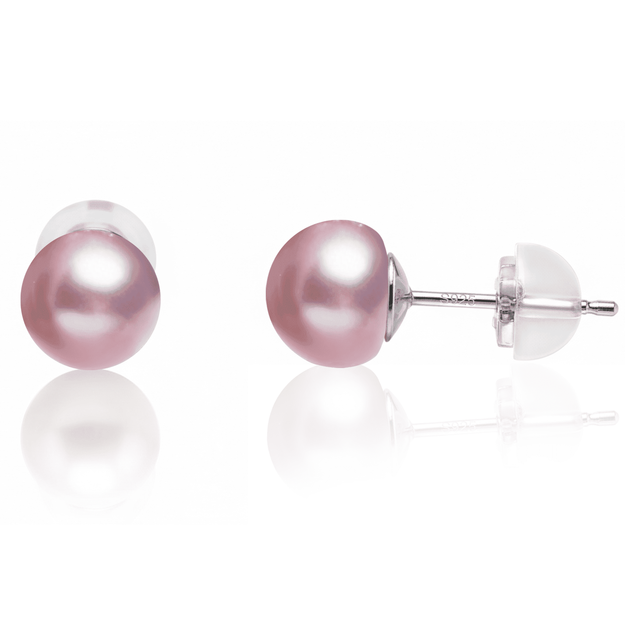 Bamiki 9-10mm Purple Pearl Stud Earrings for Women, Freshwater Cultured Pearls, Hypoallergenic 925 Sterling Silver, Perfect Gift