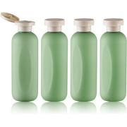 6.7oz Travel Shampoo Bottle, Empty Plastic Squeeze Bottles with Flip Cap, 4PCS Lotion Container for Toiletries (200ml, Green)