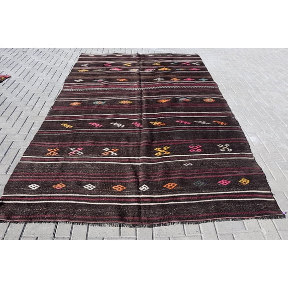6.7x10.4 ft Large Rug, Anatolian Rug, Kilim, Turkish Rug, Cute Rug, Kitchen Rug