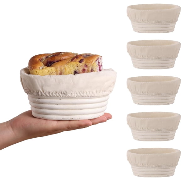 6Pcs Banneton Bread Proofing Basket, (6.7x4.7x3in) Mini Oval Sourdough Bread Basket with Liner Professional & Home Bread Baking Supplies (Small Oval)