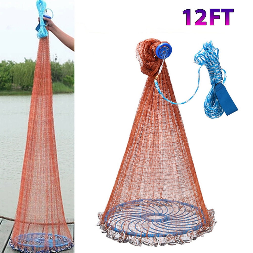 UGM Fishing Cast Net,4/6/8/10/12 feet with Folding Fish Trap and