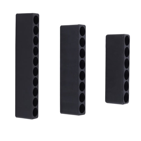 6/8/10-Hole Screwdriver Bit Holder for Hex Shank Bits Plastic Storage Case Tool Organizer, Compact Black Bit Storage Box Set (3 pcs)