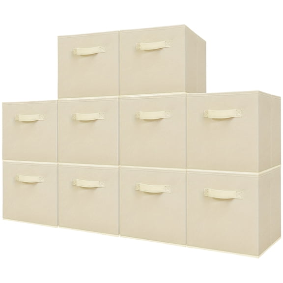 6/8/10-Pack 11-Inch Storage Cubes with Handles - Collapsible Nylon Fabric Bins - for Closet, Living Room, Office Organization