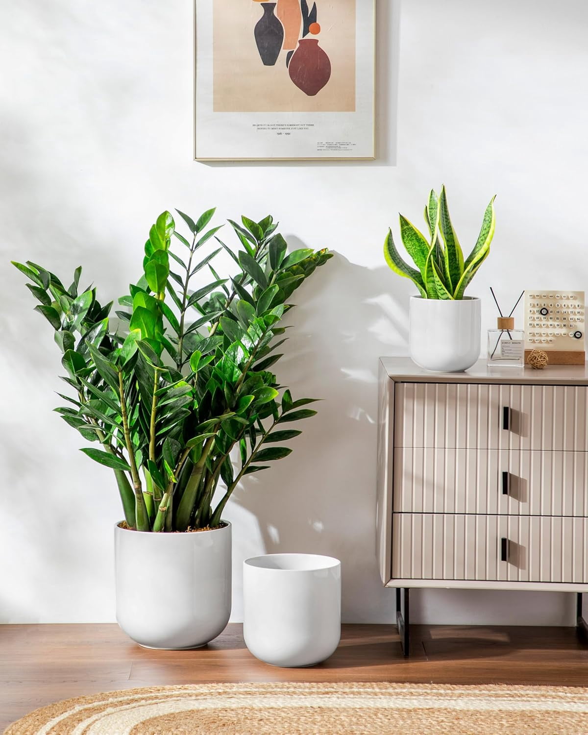 6+8+10 inches Ceramic Plant Pots, Set of 3, Planters with Drainage Hole ...
