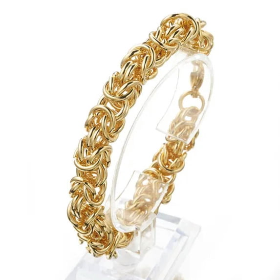6/8/10mm Stainless Steel Gold Byzantine Chain Men's Women's Bracelet Gift 7-11''