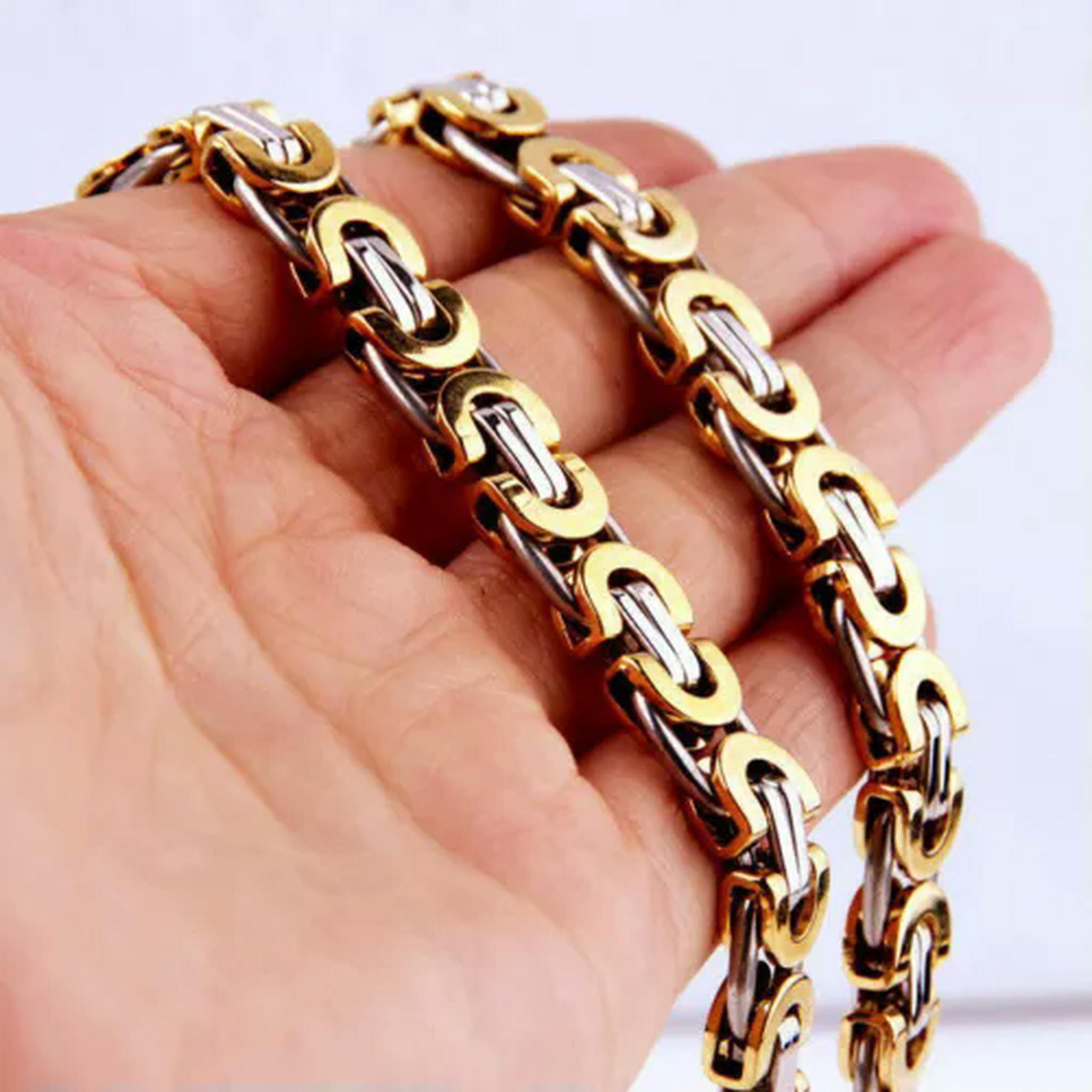 6 8 11mm Fashion Stainless Steel Byzantine Flat Chain Mens Womens 6-8-11mm-fashion-stainless-steel-byzantine-flat-chain-mens-womens