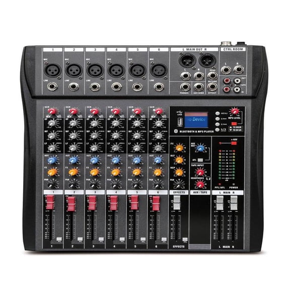 6/8/12 Channels Professional Studio Mixer bluetooth USB DJ Sound Mixing Console 48V Phantom Powers Monitor Amplifier ,Easy to Operate