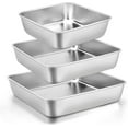 thumbnail image 1 of 6/8/9-Inch Square Cake Pan Set, CozyNestFinds Stainless Steel Square Baking Brownie Pans Metal Bakeware Set of 3, Non-toxic & Healthy, Easy Clean & Dishwasher Safe, 1 of 14