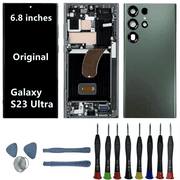 6.8" AMOLED Original for Samsung Galaxy S23 Ultra Display Touch Screen Digitizer Assembly S23ultra 5G S918U S918B/DS S918U1 S918W S918E LCD Screen Replacement with Green Frame +Back Cover+Tools