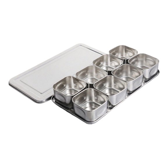 6/8 Grids Stainless Steel Seasoning Container Seal Lid Design Prevents Crosses Flavoring For Organized Kitchens