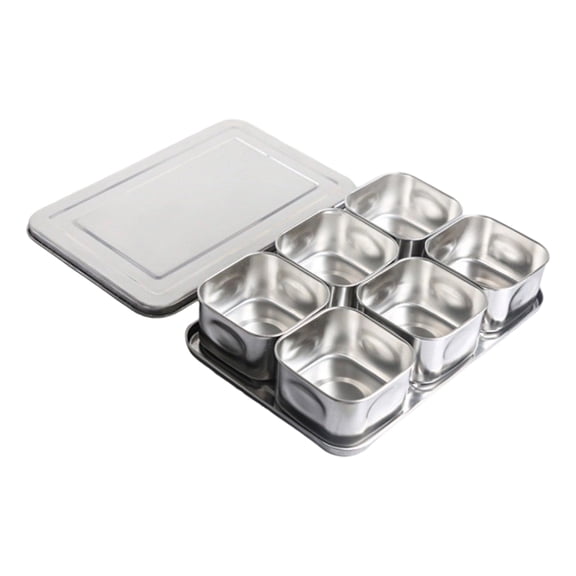 6/8 Grids Stainless Steel Seasoning Container Seal Lid Design Prevents Crosses Flavoring For Organized Kitchens