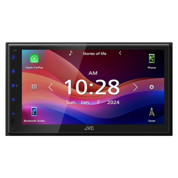 6.8-In. Car In-Dash Unit, Double-DIN Digital Receiver with WSVGA Touch Screen, Wireless Android Auto/Apple CarPlay, and SiriusXM Ready