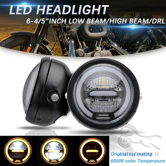 6.8 Inch Motorcycle Led Headlight Universal 6.8" Round Head Light for Harley Sportster Cafe Racer Honda Yamaha Suzuki Custom