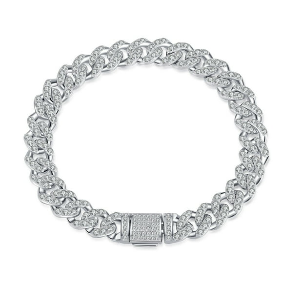 6/8 Inches Moissanite Bracelets for Men D Color VVS1 S925 Sterling Silver Diamond Bracelets Men's Cuban Bracelet