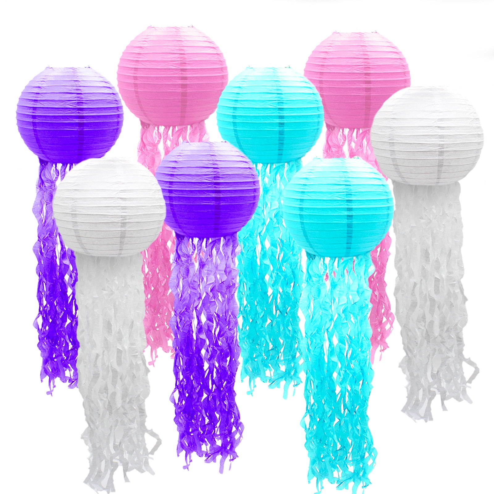 6/8 Pcs Unicorn Jellyfish Paper Lanterns Party Decorations Blue