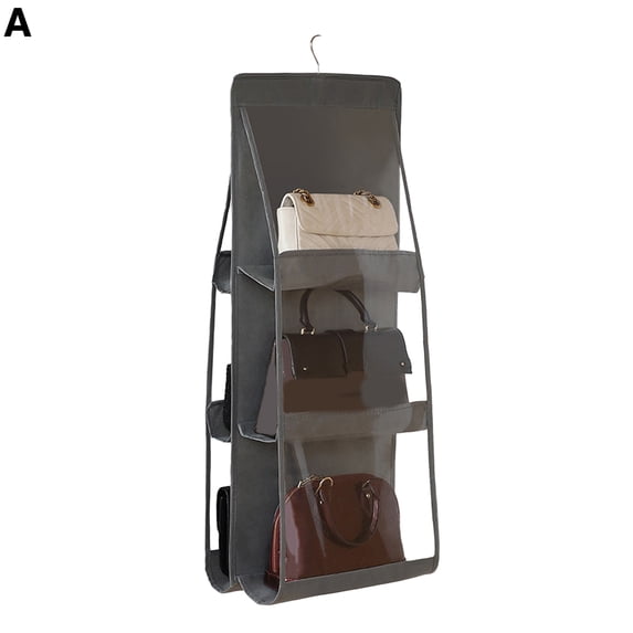 6/8 Pockets Storage Bag Double-sided Transparent for Handbag Purse Organizer,Dust-Proof Wardrobe Closet Bag Hanging Holder