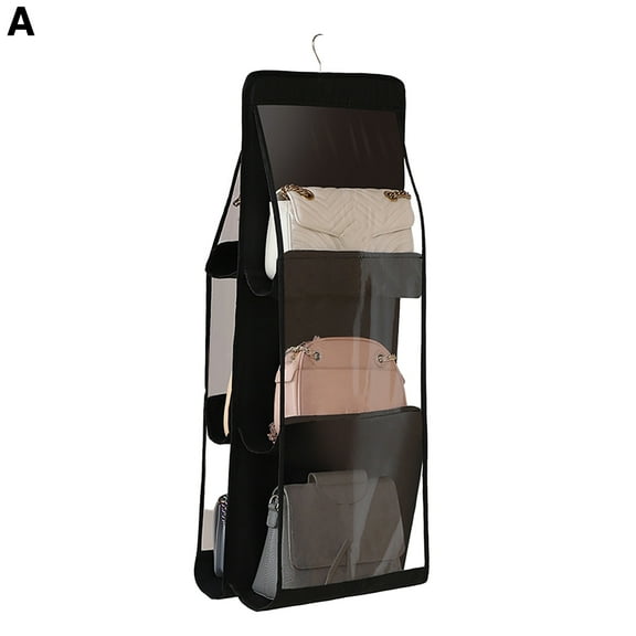 6/8 Pockets Storage Bag Double-sided Transparent for Handbag Purse Organizer,Dust-Proof Wardrobe Closet Bag Hanging Holder