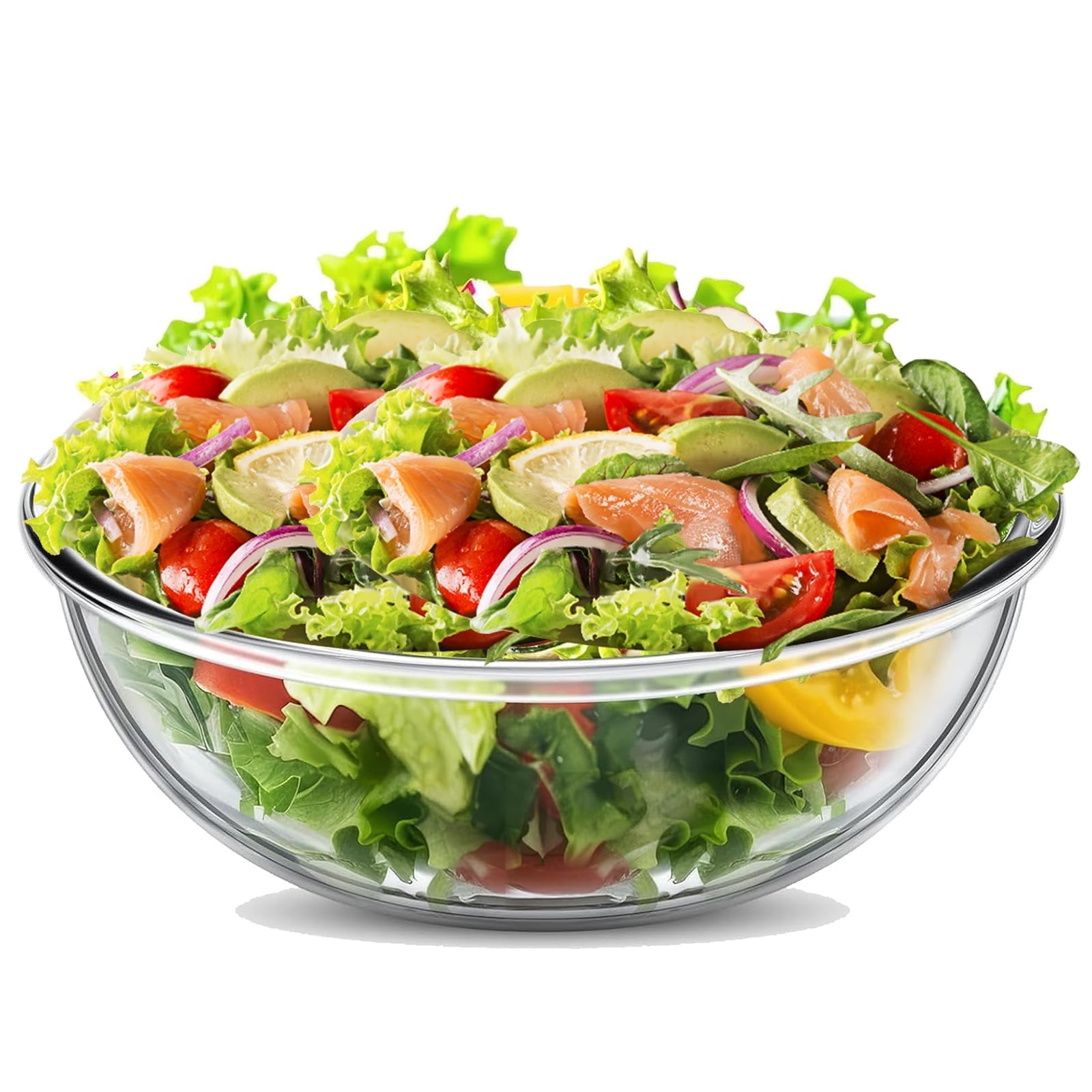 6.8 Quart Large Glass Mixing Bowl-Clear Large Salad Bowls Glass Big Mixing Bowls for Kitchen Salad Bread Storage, Dishwasher, Freezer