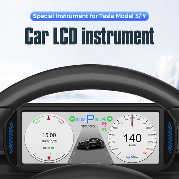 6.8-inch Dashboard Left/Right Turn Signals Total Mileage Speed Real Time Display Fit for CarPlay and Android Auto Intelligent Dashboard for M-o-d-e-l Y 2019-2025 and for M-o-d-e-l 3 2021-2025