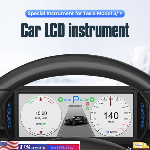 6.8-inch Dashboard Left/Right Turn Signals Total Mileage Speed Real Time Display Fit for CarPlay and Android Auto Intelligent Dashboard for Model Y 2019-2025 and for Model 3 2021-2025