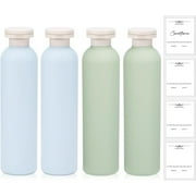 6.8 oz Plastic Travel Shampoo Bottles, Refillable Flip Cap Squeeze Bottles for Toiletries, Large Leakage-proof Travel Shampoo and Conditioner Bottles Changmaius