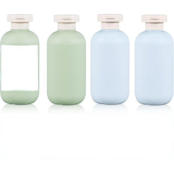 6.8 oz Plastic Travel Shampoo Bottles, Refillable Flip Cap Squeeze Bottles for Toiletries, Large Leakage-proof Travel Shampoo and Conditioner Container (Blue and Green)