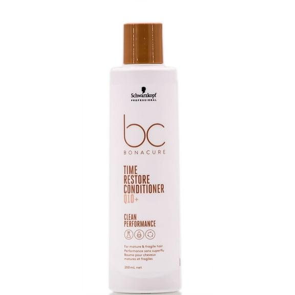 6.8 oz , Schwarzkopf BC Time Restore Clean Performance Q10 Conditioner , Hair Beauty Product - Pack of 1 w/ Sleek Pin Comb