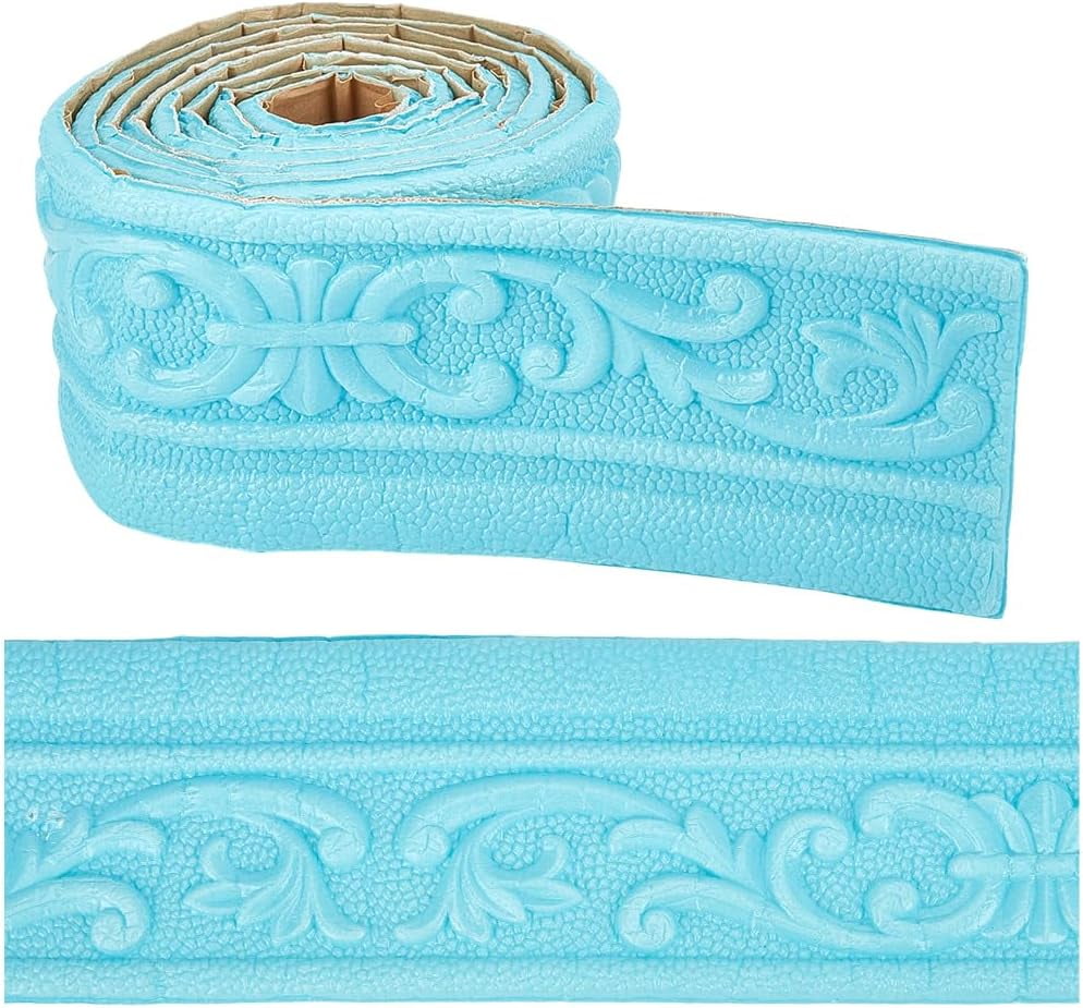 6.88FT x 3.15 Inch Crown Molding Peel and Stick Flexible Foam Trim Blue ...