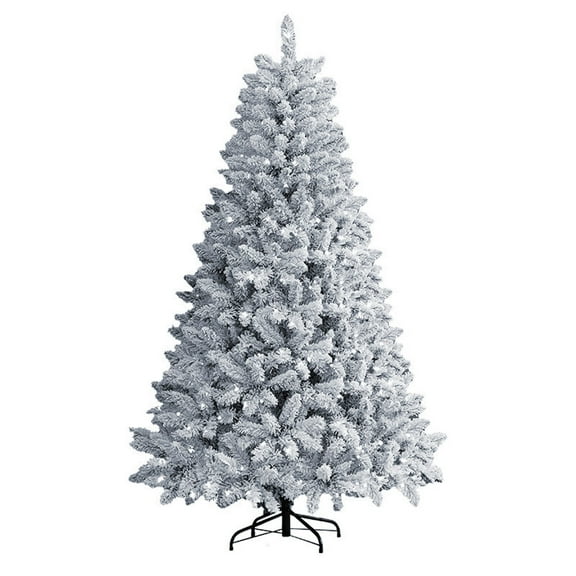 6.89FT Artificial Snow Flocked Christmas Tree, Snowy Hinged Pine Tree, Premium PVC Needles, Xmas Full Tree for Indoor and Outdoor