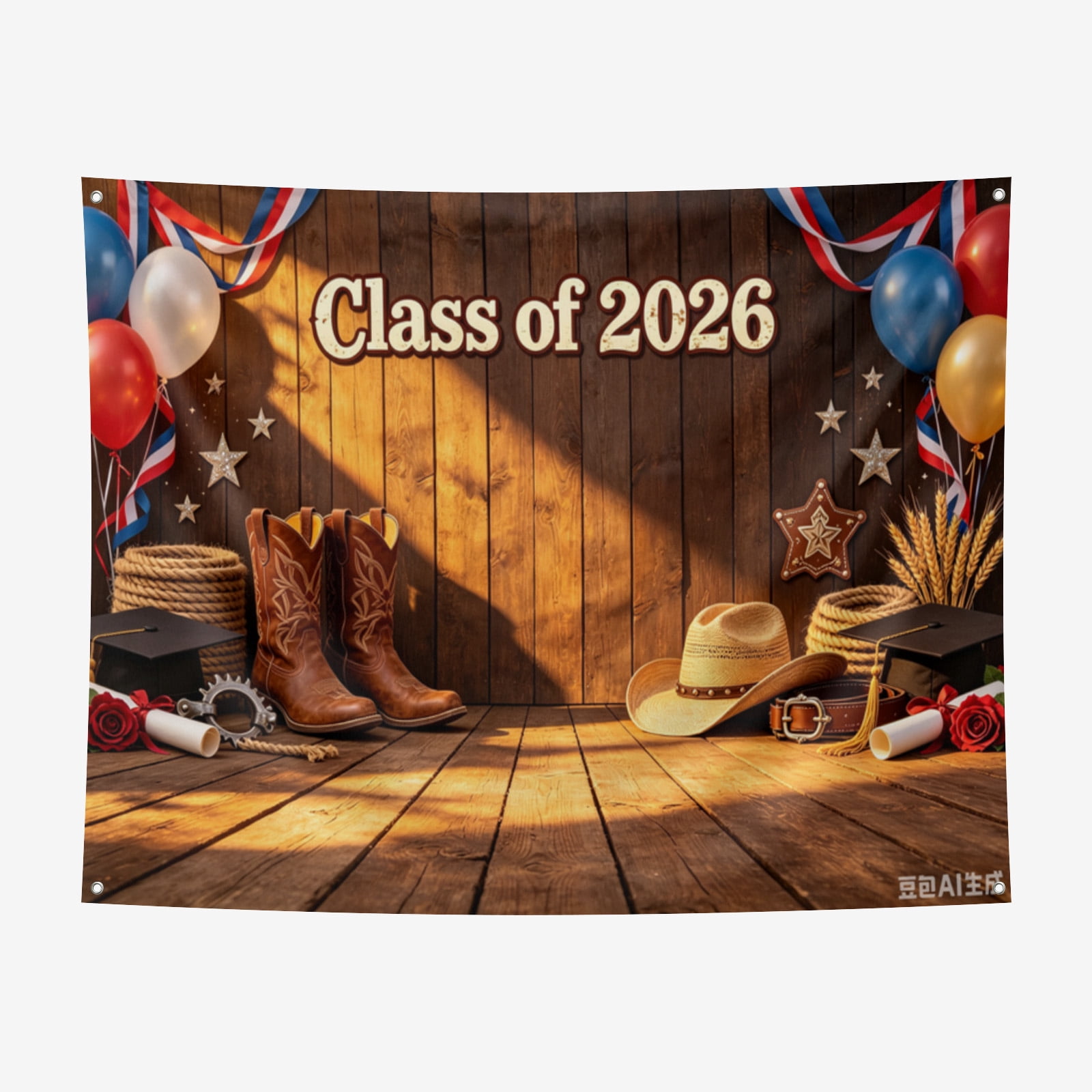 6*8FT Western Graduation Party Backdrop Banner, Rustic Graduation Decor ...