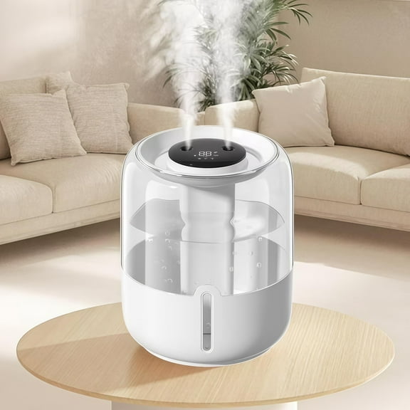 3.8L Cool Mist Humidifier for Large Bedroom, Ultra Quiet Dual 360 Nozzles, 3 Speed Levels, Top Fill Design, Easy to Clean, Night Light Option for Home, Office, Nursery, Baby Room & Plants (White)