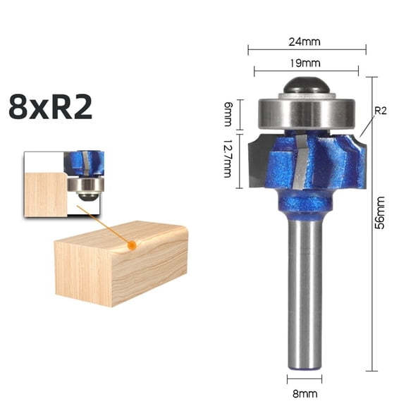 6/8Mm1/4 Shank 4 Corner Router Bit R1 R2 R3 Trim Edging Woodworking Bit for Wood H