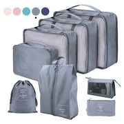 6/8PCS Packing Cubes for Travel Luggage Organiser Bag Compression Pouches Clothes Suitcase, Packing Organizers Storage Bags for Travel Accessories, Gray