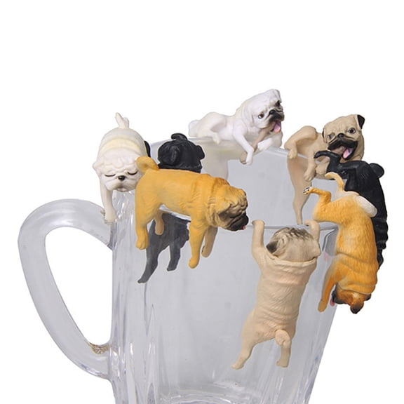 6/8Pcs PVC Animal Themed Cup Edges Decorations Fun Collectibles Ornaments Wine Glass Hanging Charm Drink Markers Toy