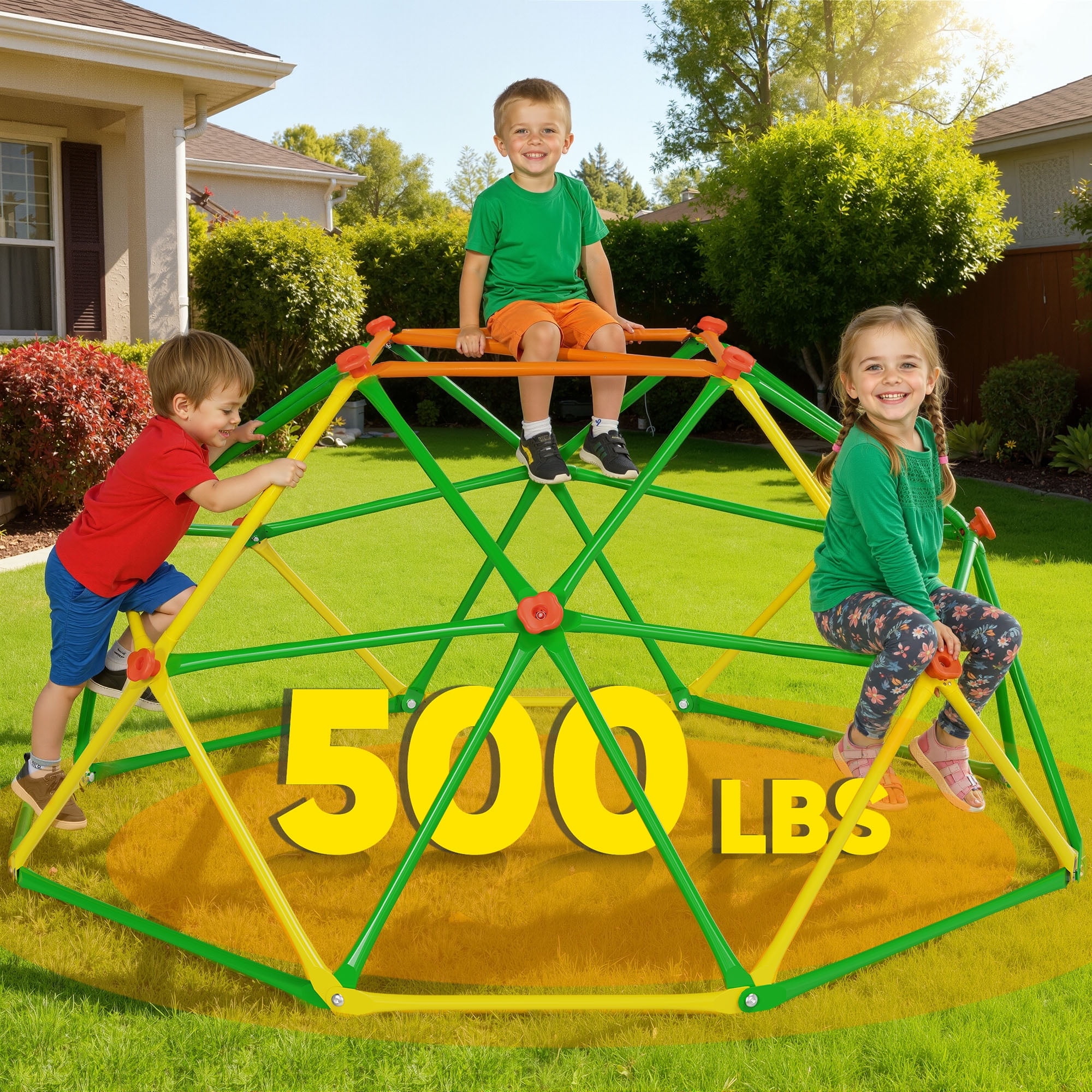 6ft Kids Climbing Toys, Seizeen Outdoor Colorful Dome Climber Steel, Geometric Climbing Dome Jungle Gym with Gripper, Stable Rhombus, Max Support 500LBS, Age 3+ Boys&Girls Indoor Play