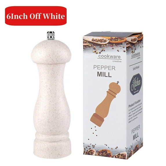 6/8inch Wooden Salt and Pepper Grinder,Sets,Manual Spice Shaker,Pepper Mill with Strong Adjustable Ceramic Core Pepper Grinder (1Pcs 6Inch Beige)