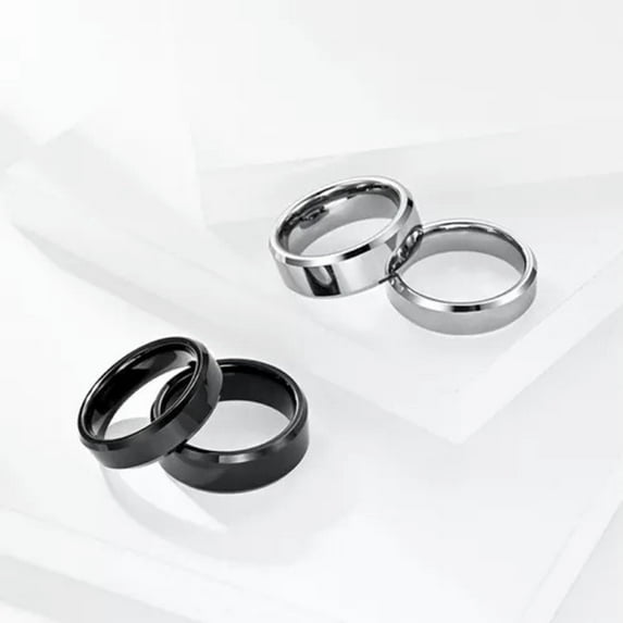 6/8mm Tungsten Carbide Silver/Black Women's Wedding Band Polished Ring Size 6-11