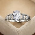 thumbnail image 1 of 6*8mm White/Blue/Red Oval Cut Ring Women's 925 Silver Engagement Ring Size 6-10, 1 of 6