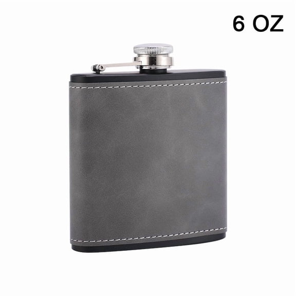 6/8oz Portable Hip Flask Brown Leather Covered Stainless Steel Flask for Alcohol Whiskey Flasks Man Gift