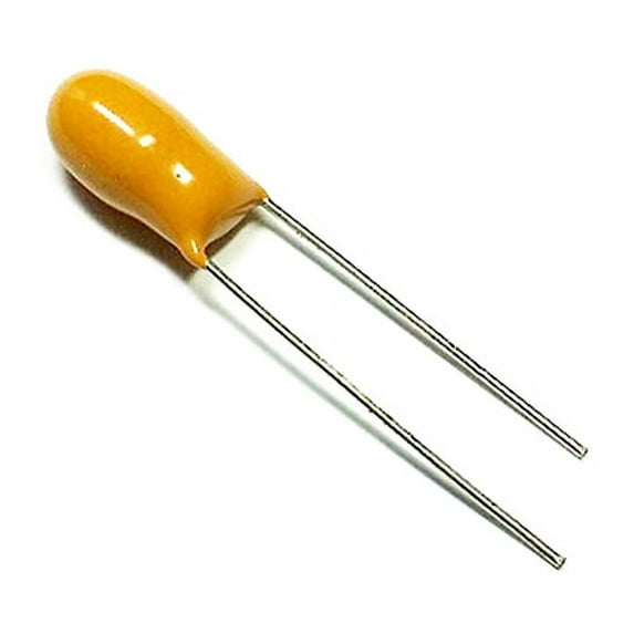 6.8uF, 25V Solid Resin Dipped Tantalum Capacitor, polarized, +/-20%
