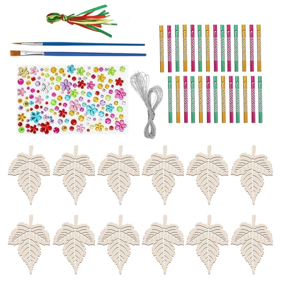 6/9/12 Pcs Leaf Winds Chimes Winds Chimes Art Crafts Making Winds Chimes Painting for Kids