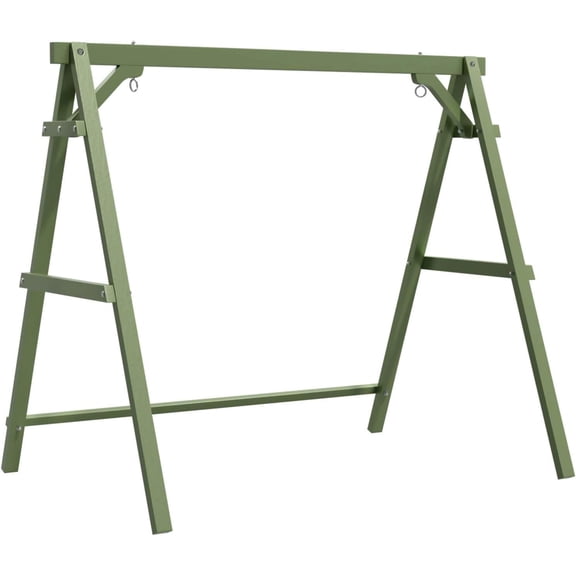 6.9 FT Heavy-Duty A-Frame Porch Swing Stand, 660 LBS Capacity with Bottom Connection Bar for 5 FT Swing, Weather-Resistant Pine Wood Frame